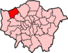 Location of the London Borough of Harrow in Greater London
