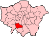 Location of the London Borough of Merton in Greater London