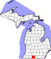 State map highlighting Branch County