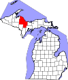 State map highlighting Marquette County