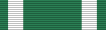 A green military ribbon with a thick white stripe near each end of the ribbon