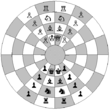 Representation of the starting position for historical circular chess