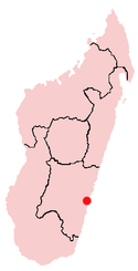 Location of Manakara in Madagascar