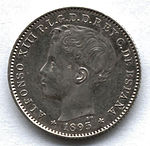 One peso coin, 1895 (obverse)