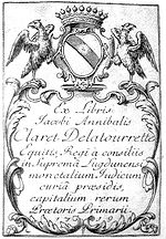 Arms of the Fleurieu family and ex-libris