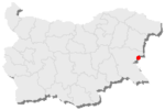 Map showing Nesebar's location in Bulgaria
