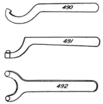 Spanner wrenches various kinds from Colvin and Stanley 1910 p64.png