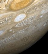 The Great Red Spot photographed during the Voyager 2 flyby of Jupiter