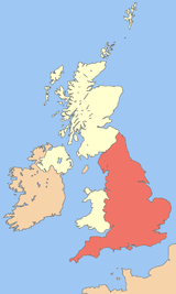 Location of England within the United Kingdom.