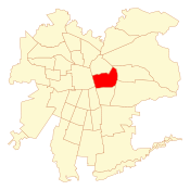 Map of Ñuñoa commune within Greater Santiago