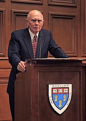 Photo of Dallin H. Oaks lecture at Harvard Law School.
