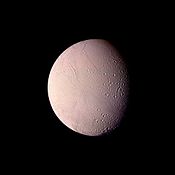 Color image of Enceladus showing terrain of widely varying ages