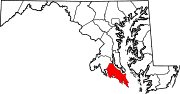 Map of Maryland highlighting Saint Mary's County.svg