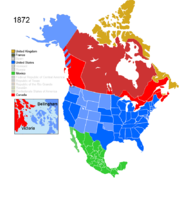 Map showing Non-Native American Nations Control over N America circa 1872