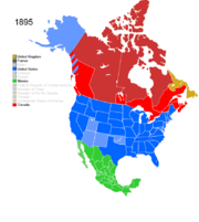 Map showing Non-Native American Nations Control over N America circa 1895