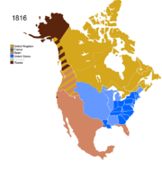 Map showing Non-Native Nations Claim over NAFTA countries circa 1816