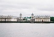 Old Royal Naval College and University of Greenwich buildings on the bank of the River Thames
