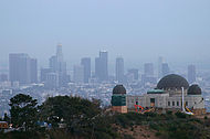 L.A. skyline from behind the Griffith Observatory