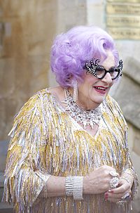 Dame Edna at the royal wedding cropped.jpg