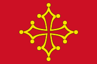 The Occitan flag, as used sometimes by party activists