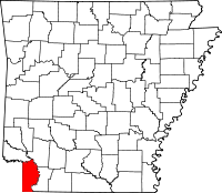Map of Arkansas highlighting Miller County