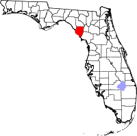 Map of Florida highlighting Dixie County