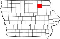 Map of Iowa highlighting Chickasaw County