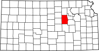 Map of Kansas highlighting Dickinson County
