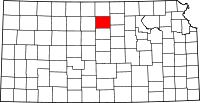 Map of Kansas highlighting Mitchell County