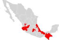 Map of Mexico highlighting OCA Mexican Exarchate.svg