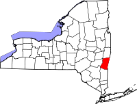 Map of New York highlighting Columbia County