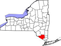 Map of New York highlighting Orange County