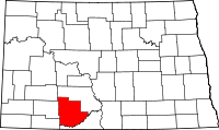 Map of North Dakota highlighting Grant County