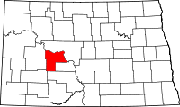 Map of North Dakota highlighting Mercer County