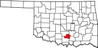 Map of Oklahoma highlighting Murray County