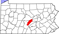 Map of Pennsylvania highlighting Mifflin County
