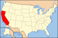Map of the U.S. highlighting California