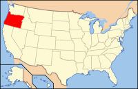 Map of the U.S. highlighting Oregon