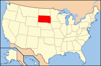 Map of the U.S. highlighting South Dakota