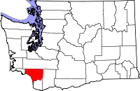 Map of Washington highlighting Cowlitz County
