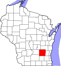 Map of Wisconsin highlighting Dodge County
