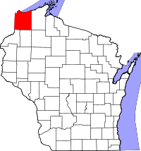 Map of Wisconsin highlighting Douglas County