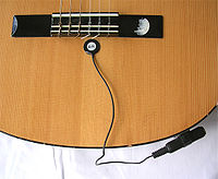 Piezoelectric pickup on an acoustic guitar