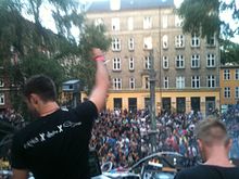 DJ Lyne and Nitai firing up the party at Distortion 2011.