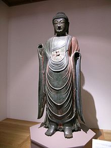 Standing Bhaiṣajyaguru Buddha at the Gyeongju National Museum.  Korea's  National Treasure no. 28.