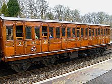 Long wooden railway carriage