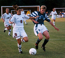 Mia Hamm clashes with Germany 1998.