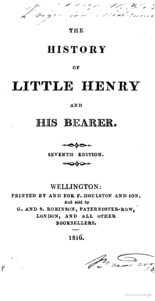 Page reads "The History of Little Henry and His Bearer. Seventh Edition. Wellington: Printed by and for F. Houlston and Son. And sold by G. and S. Robinson, Paternoster-Row, London, and all other booksellers. 1816."