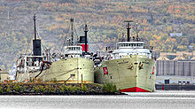 ships at dock seen in front of Duluth