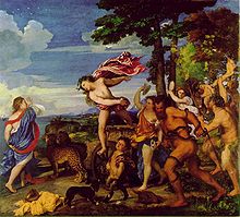 Colorful painting of Bacchus and Ariadne
